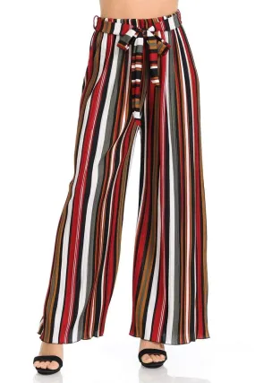 Auliné Collection Womens Accordion Pleated High Waisted Wide Leg Palazzo Pants