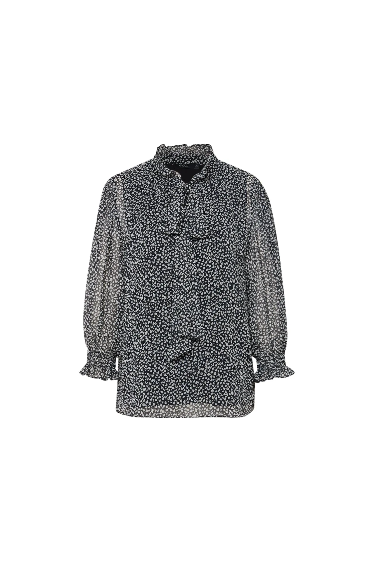 Bessie Soft Touch Chiffon Leopard Print Ruffled Stand Collar Blouse
