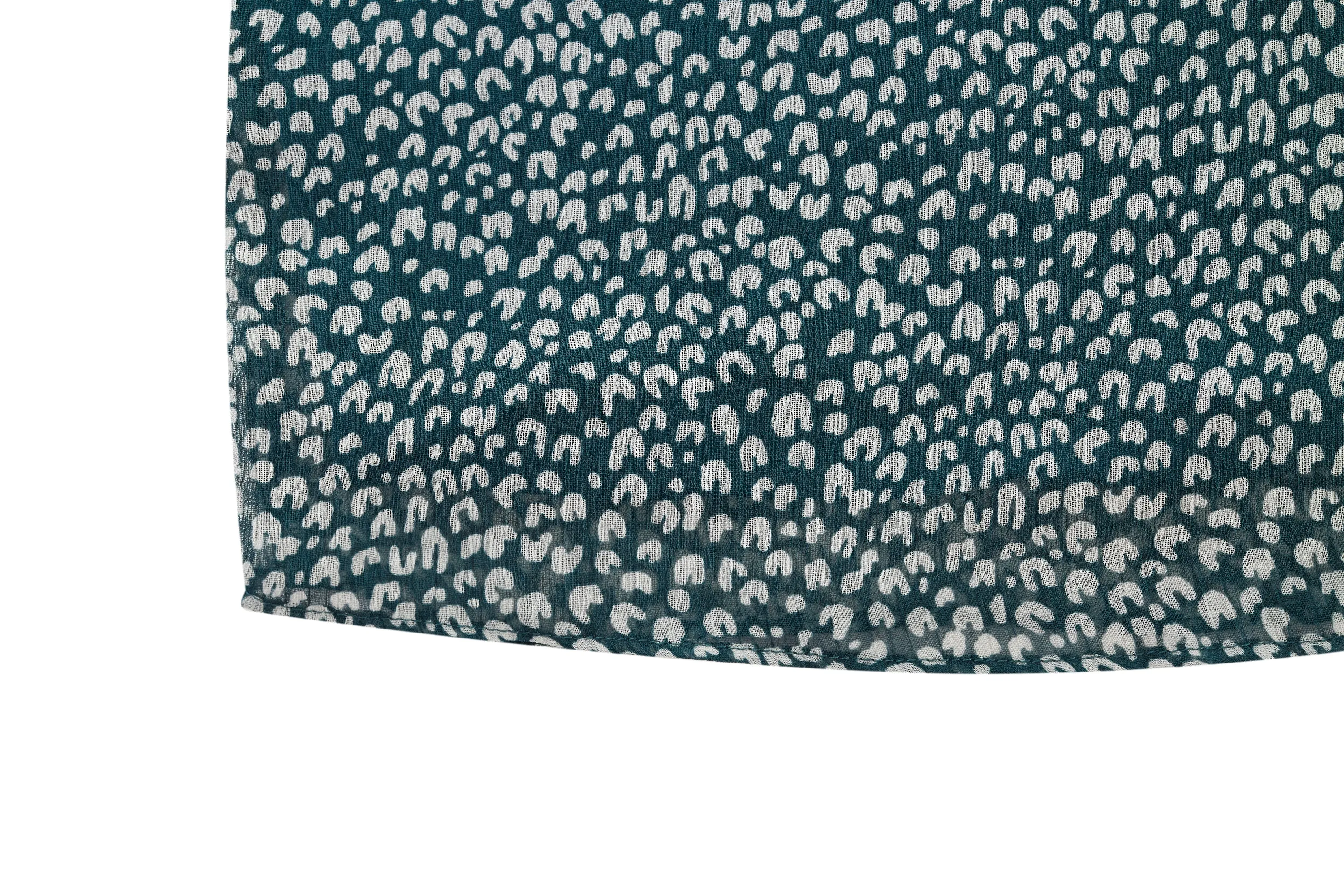 Bessie Soft Touch Chiffon Leopard Print Ruffled Stand Collar Blouse