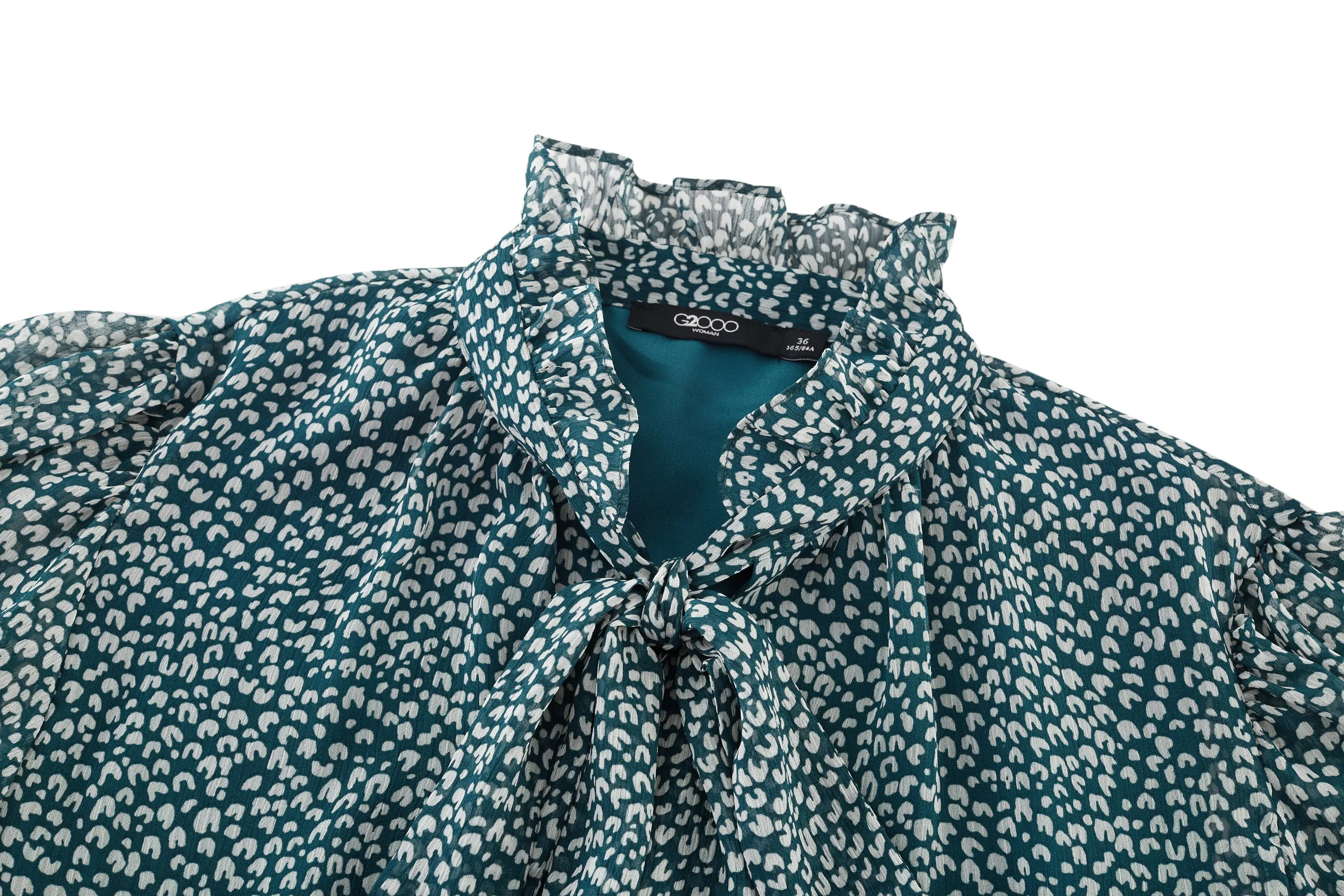 Bessie Soft Touch Chiffon Leopard Print Ruffled Stand Collar Blouse