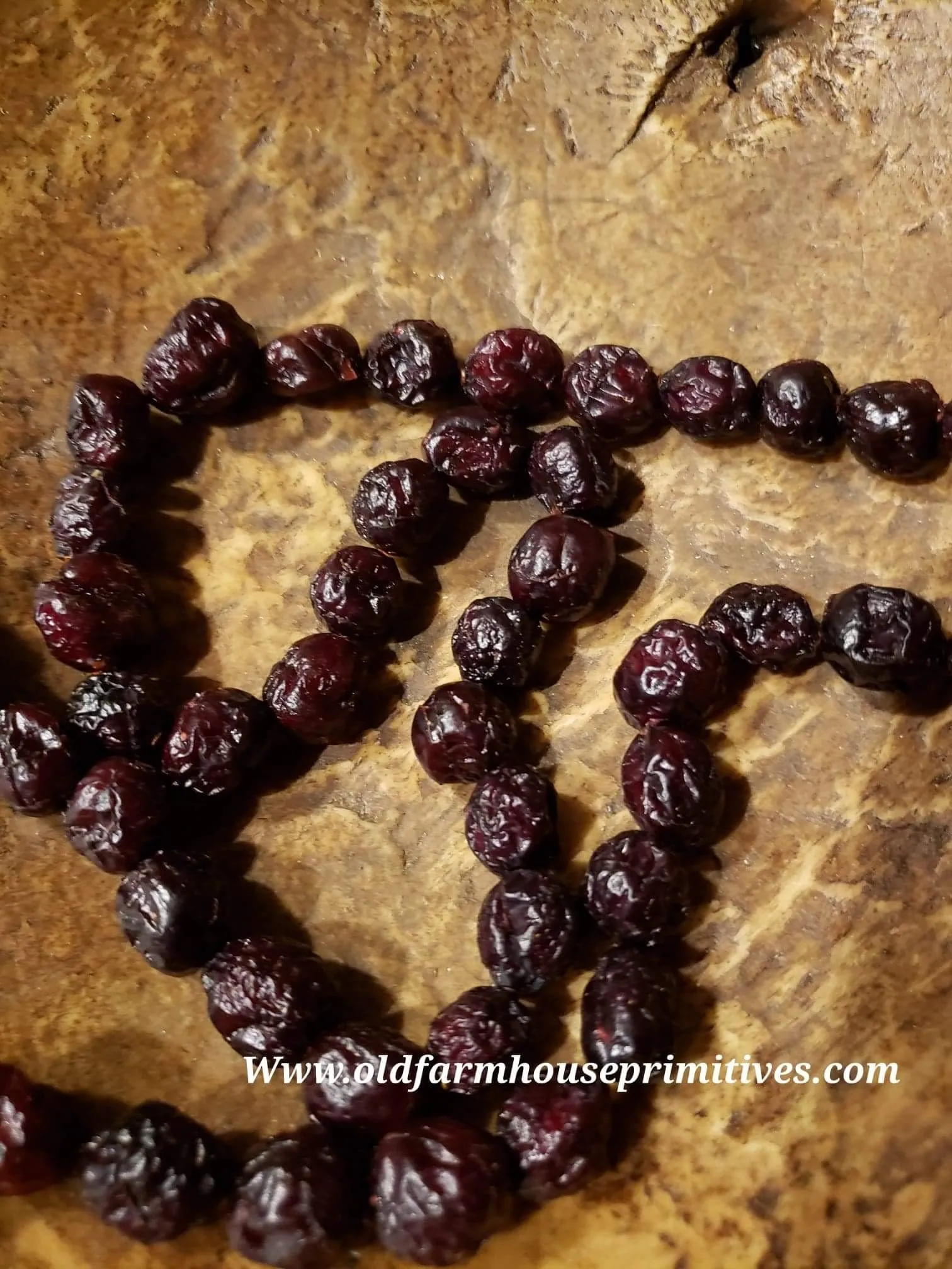 #BJBC71 Primitive Colonial Dried Dark & Plump Cranberry Garland 3'