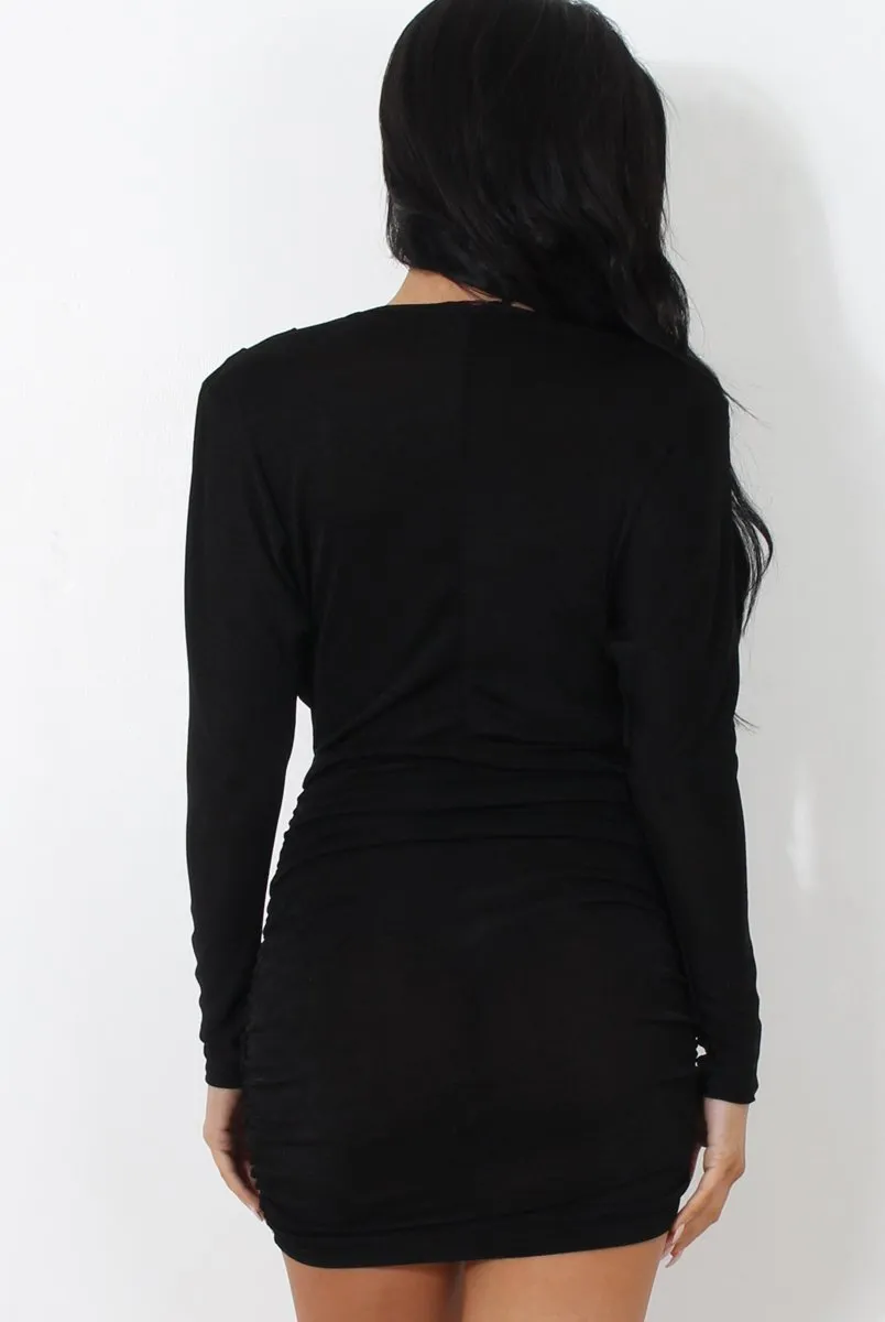Black Ruched Side Dress-Billi