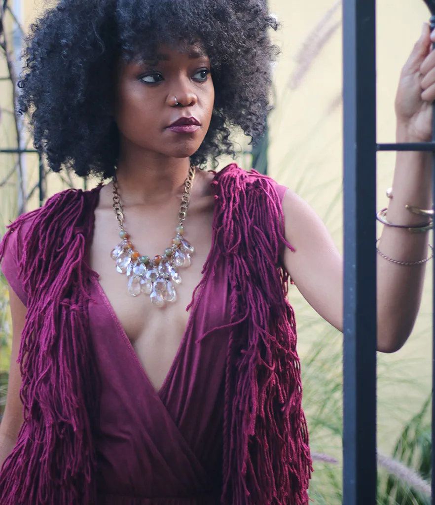 Burgundy Shag Vest