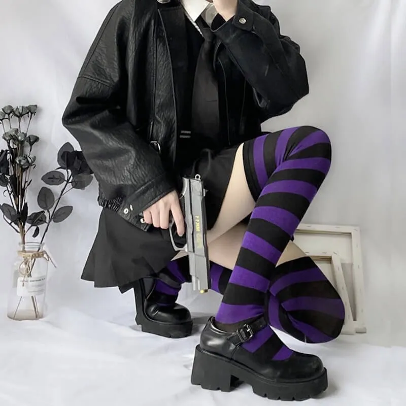 Candy stripes cosplay stockings