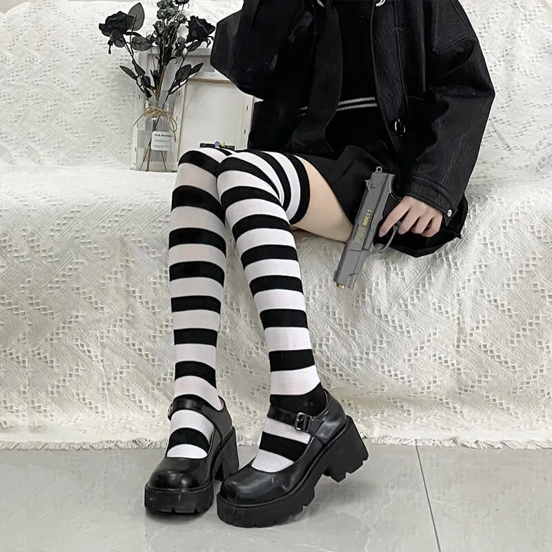 Candy stripes cosplay stockings