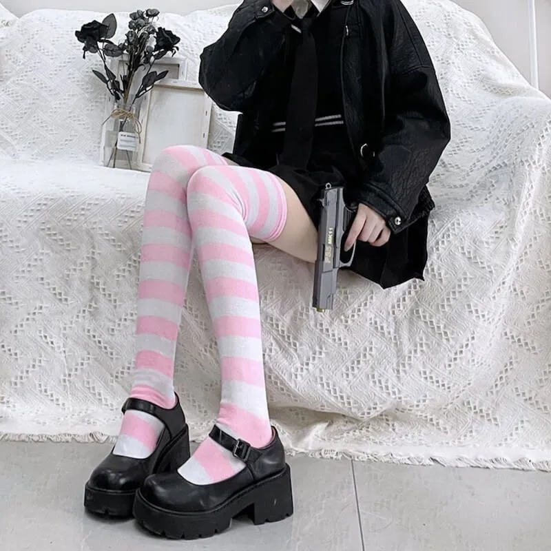 Candy stripes cosplay stockings