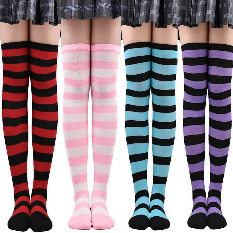 Candy stripes cosplay stockings