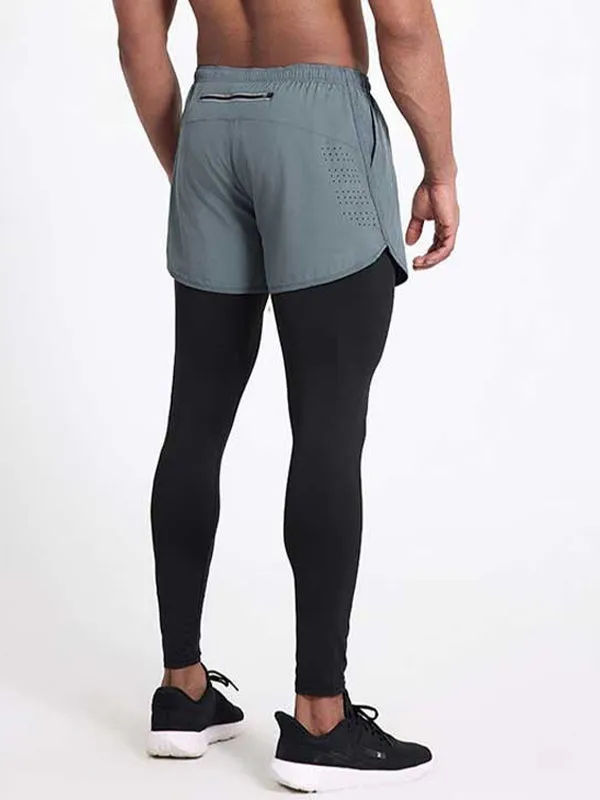 Fake Two Piece Running Tights Trousers Shorts