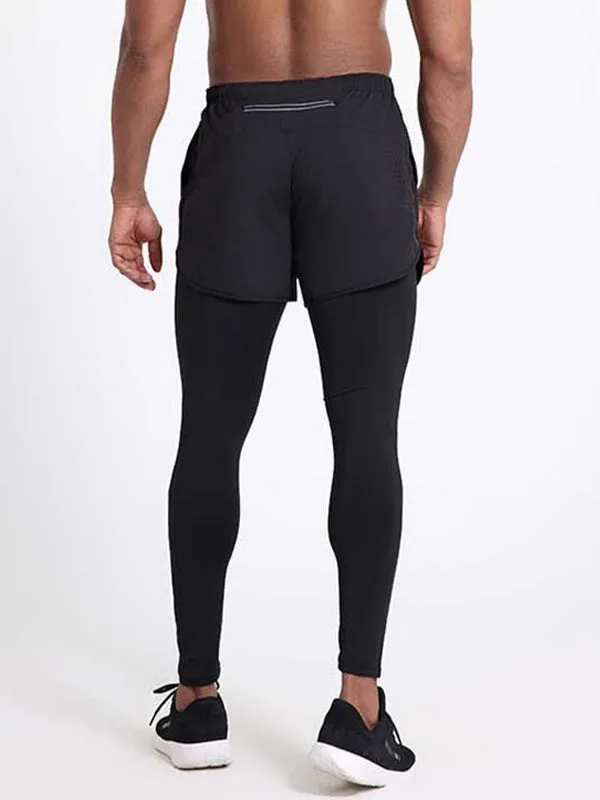 Fake Two Piece Running Tights Trousers Shorts