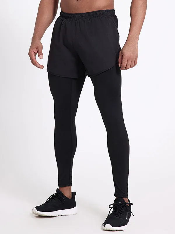 Fake Two Piece Running Tights Trousers Shorts