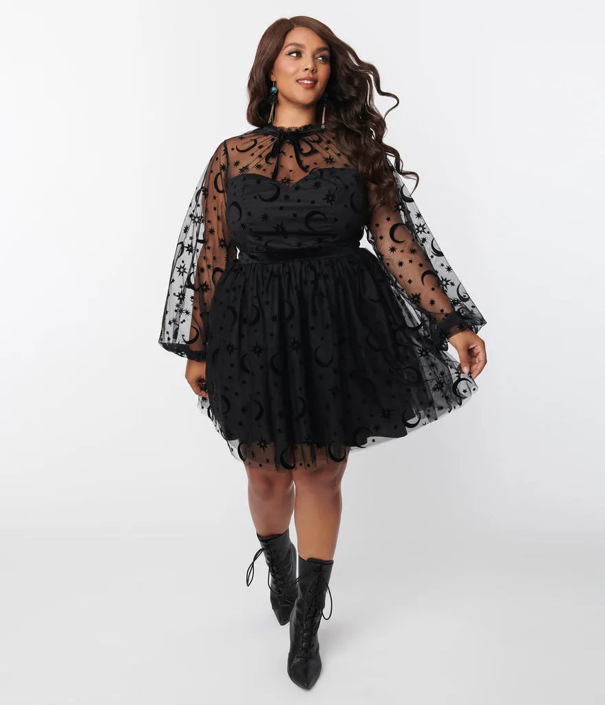 Flocked Moon & Stars Dress by Unique Vintage - Size XS/2