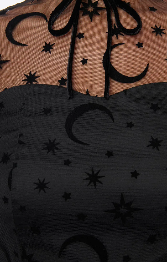 Flocked Moon & Stars Dress by Unique Vintage - Size XS/2