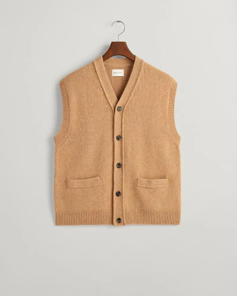Gant Apparel Mens SOFT WOOL BUTTON 296/KHAKI MELANGE