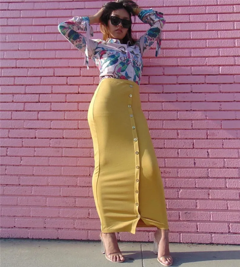 High Waist Women Skirts Muslim Long Maxi Half Dress Female Pencil Skirt