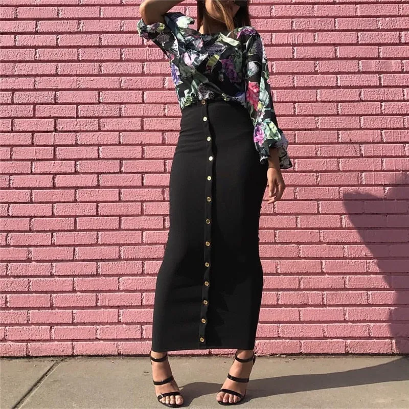 High Waist Women Skirts Muslim Long Maxi Half Dress Female Pencil Skirt