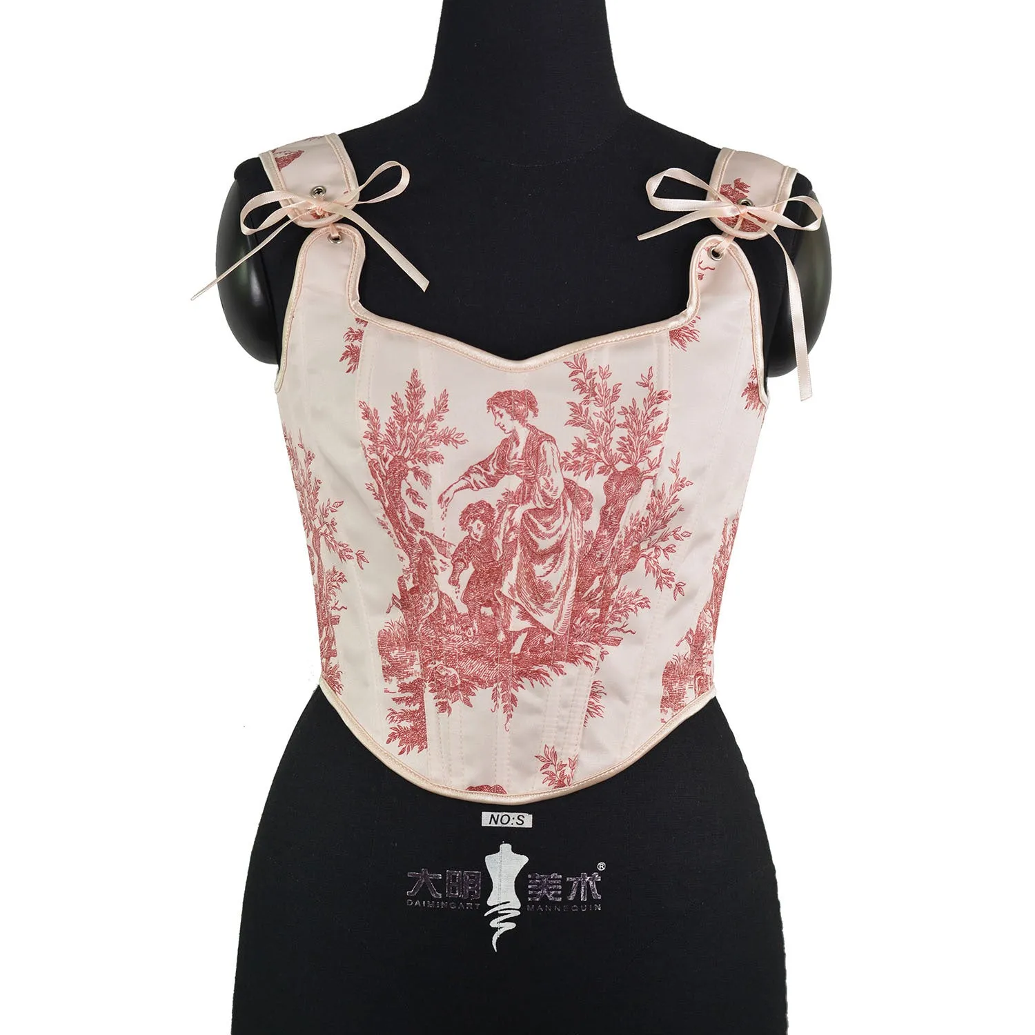 Ink printing fishbone front hook buckle tights corner jacket European and American outerwear French style rear straps