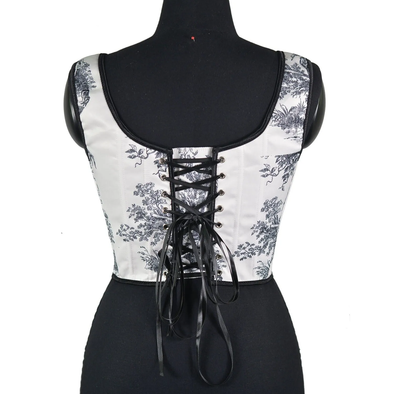 Ink printing fishbone front hook buckle tights corner jacket European and American outerwear French style rear straps