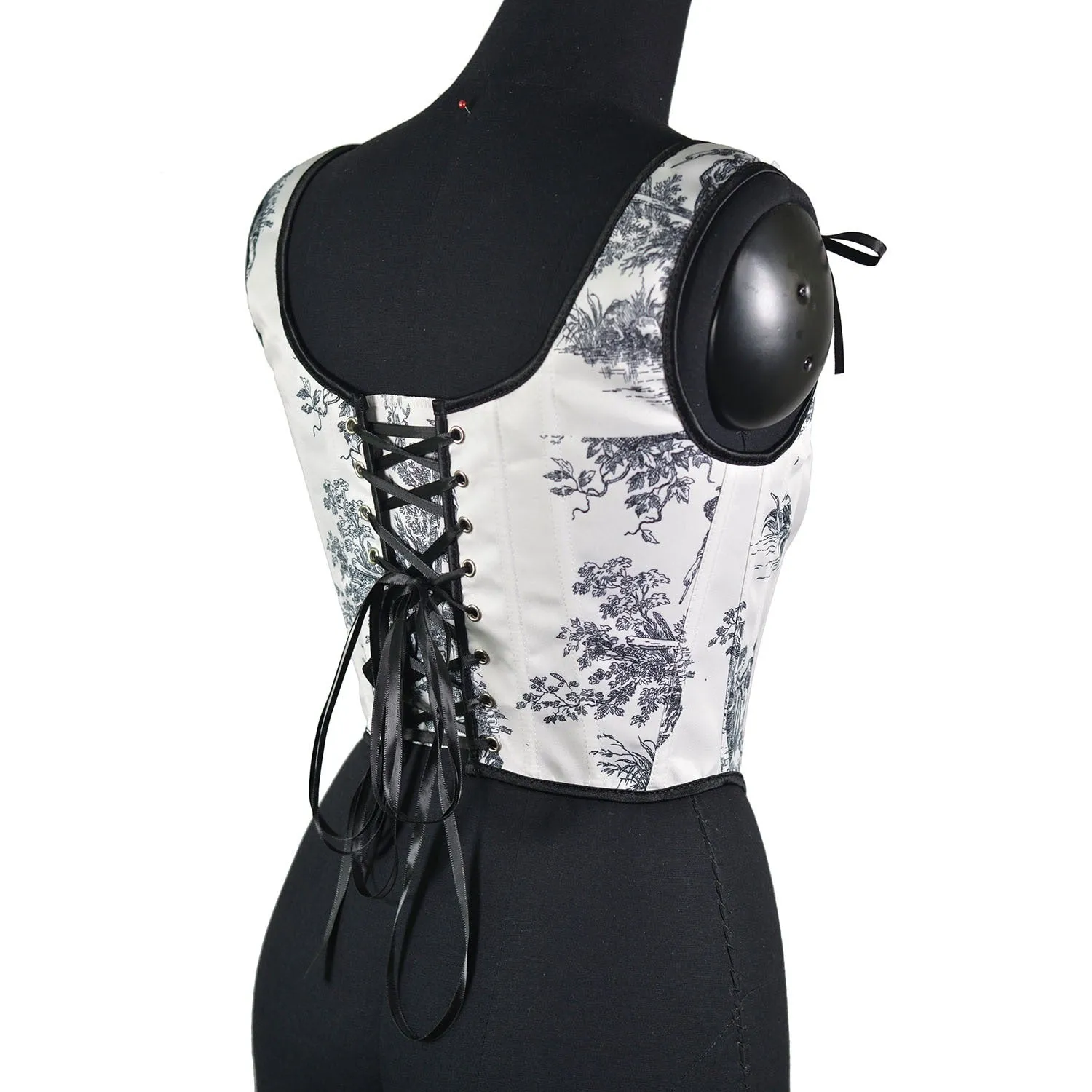 Ink printing fishbone front hook buckle tights corner jacket European and American outerwear French style rear straps