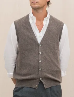 Knitted Cashmere Vest Brown