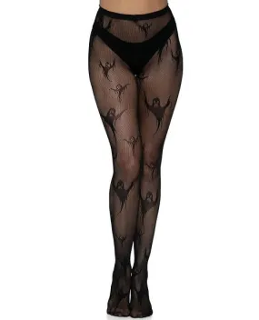 Leg Avenue Spooky Ghost Fishnet Tights - O/S - Black