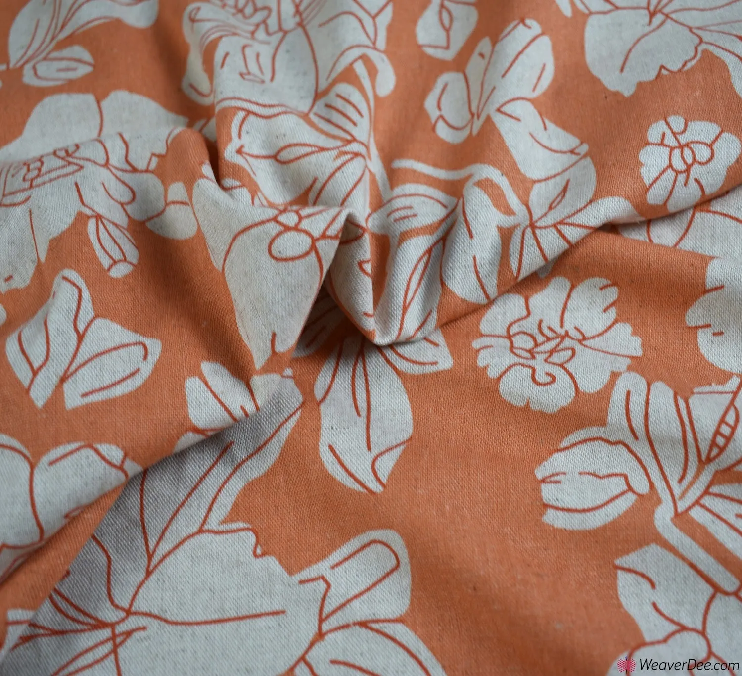 Linen Blend Fabric - Shelley Floral Orange
