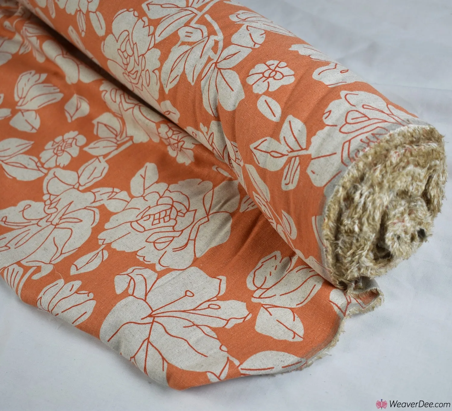 Linen Blend Fabric - Shelley Floral Orange