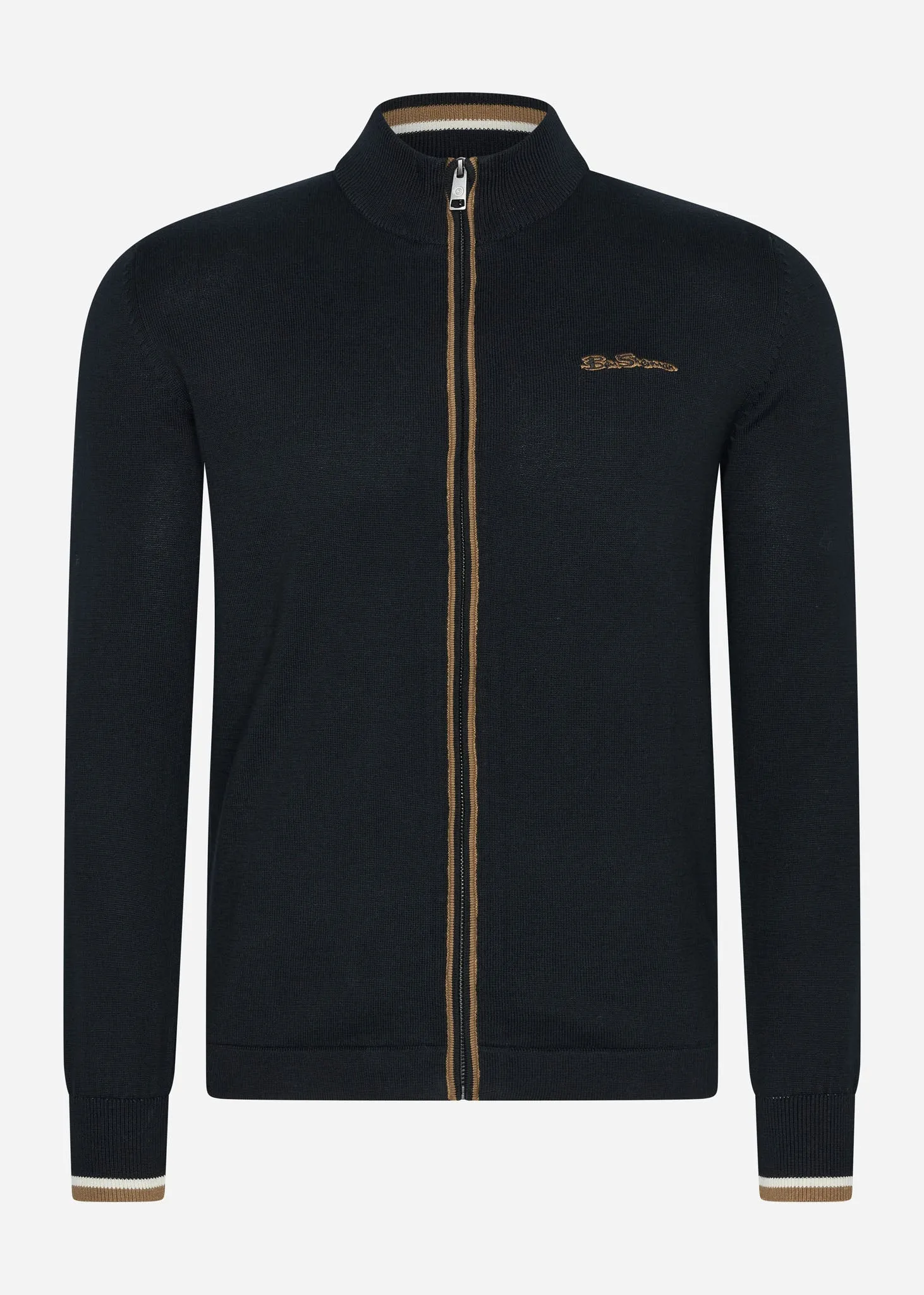 Long sleeve sport zip thru - black