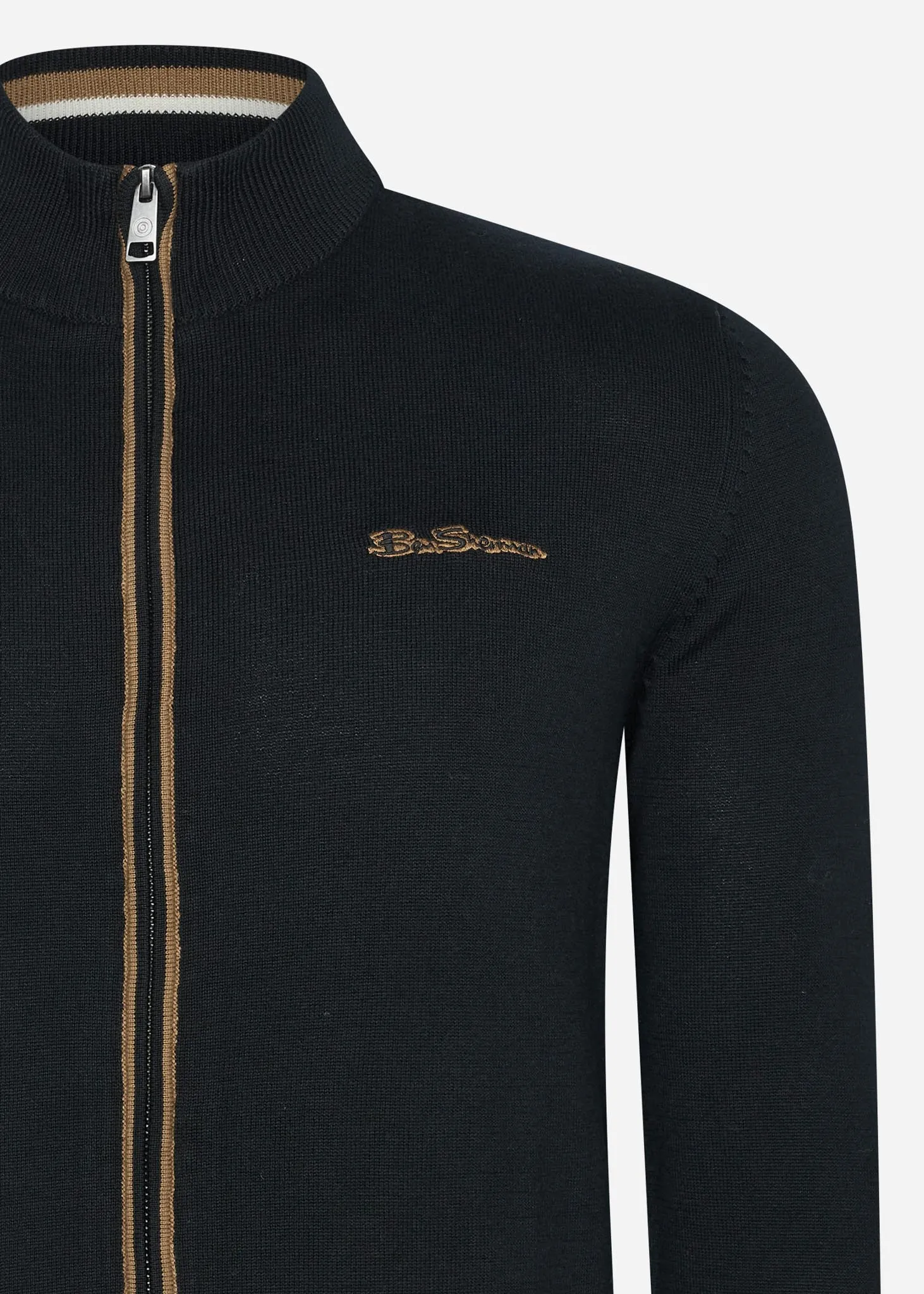 Long sleeve sport zip thru - black