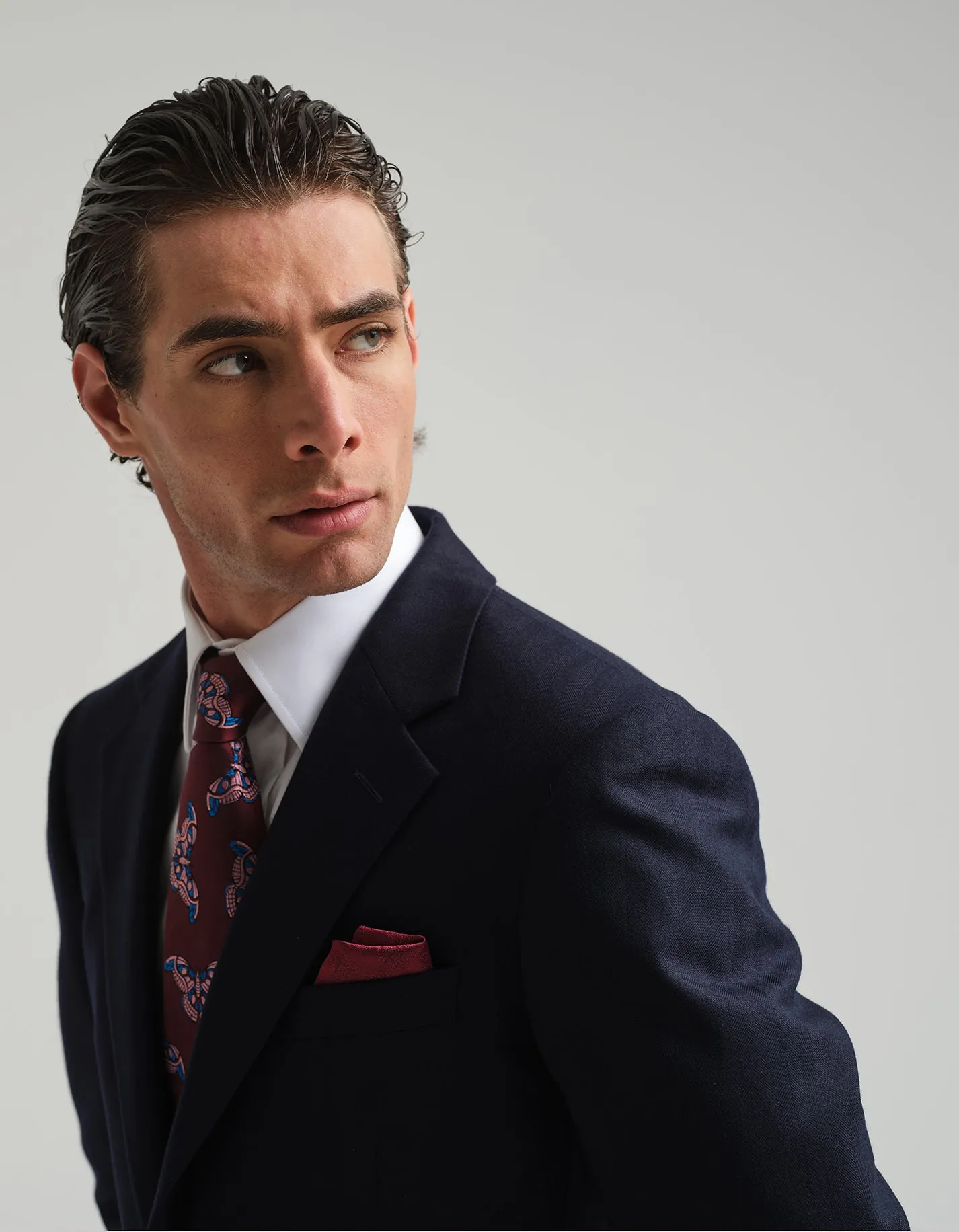 Midnight Navy Herringbone 2 Piece Suit