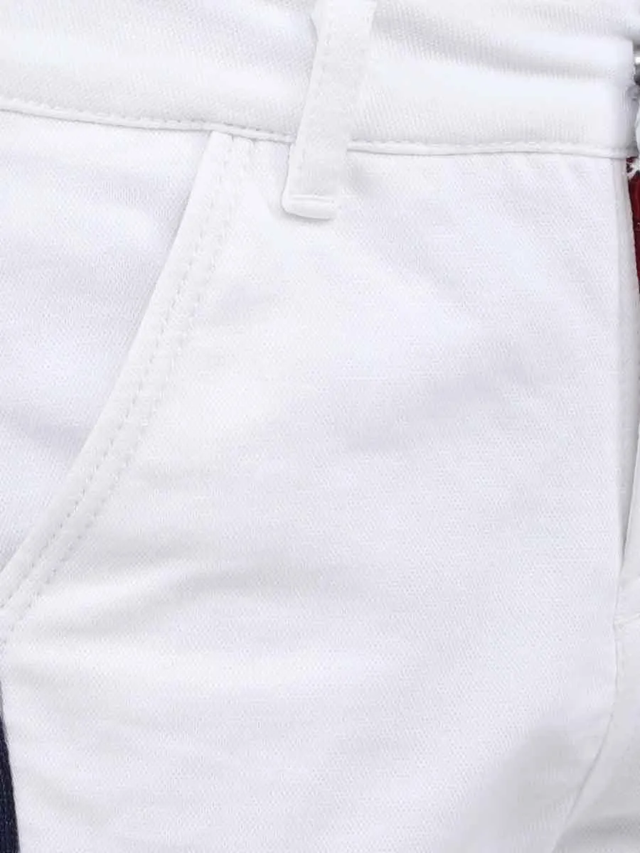 One Friday White Solid Trouser