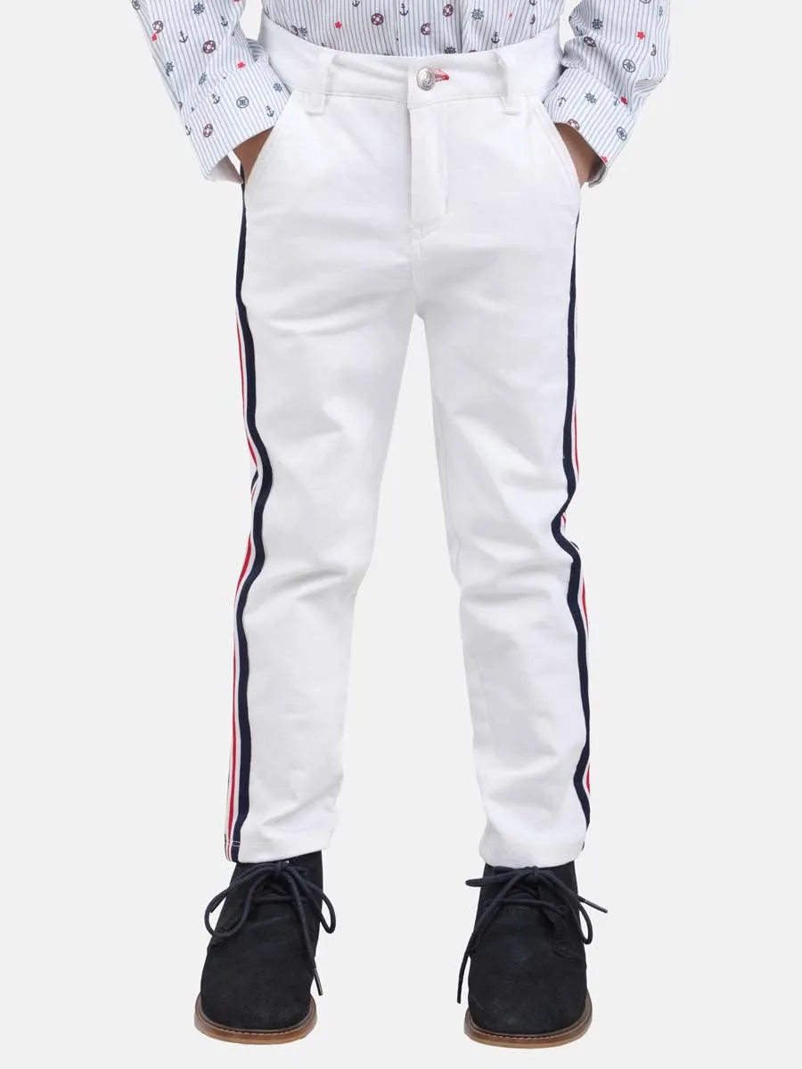 One Friday White Solid Trouser