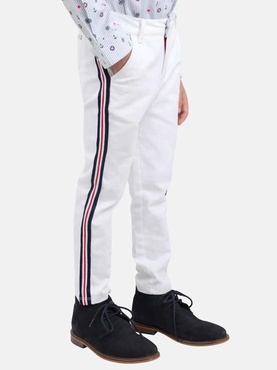 One Friday White Solid Trouser