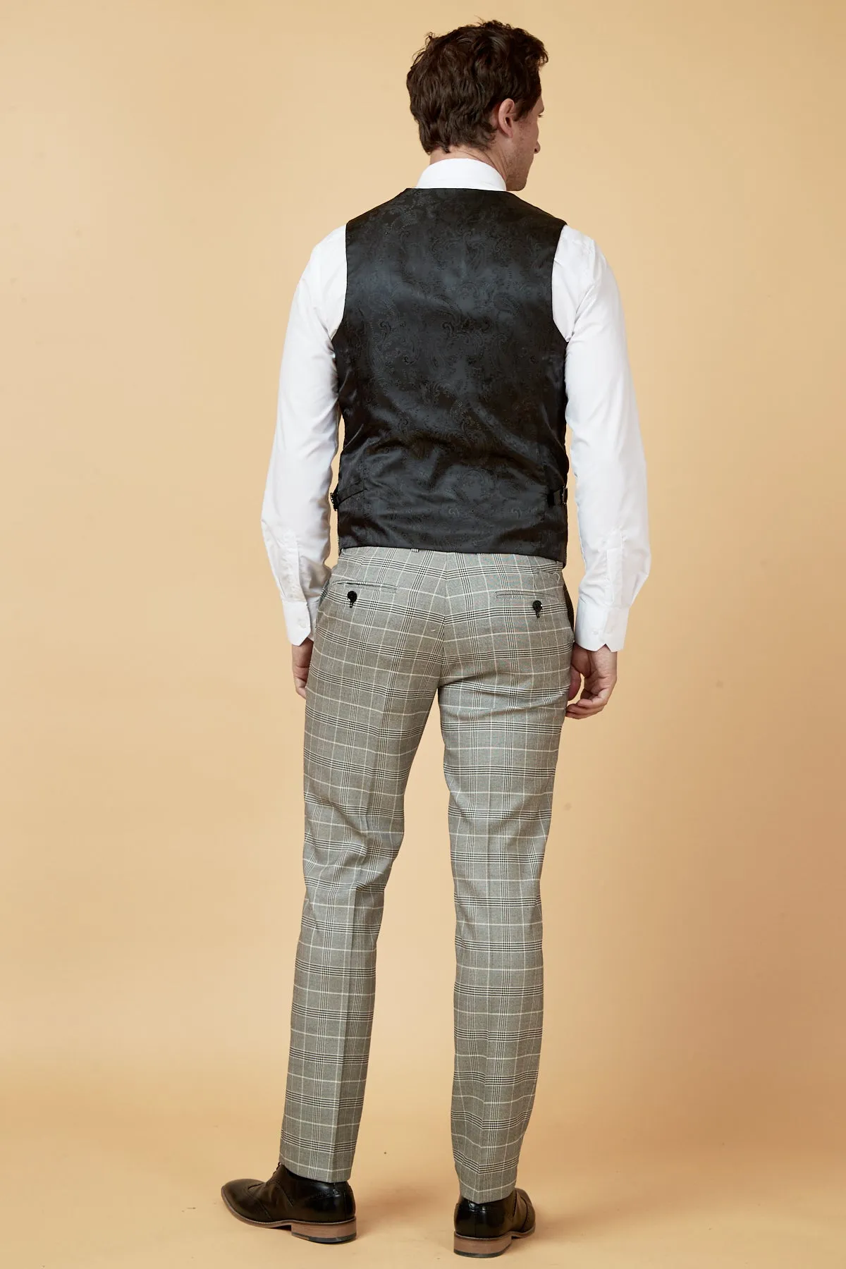 ROSS - Grey Check Double Breasted Waistcoat
