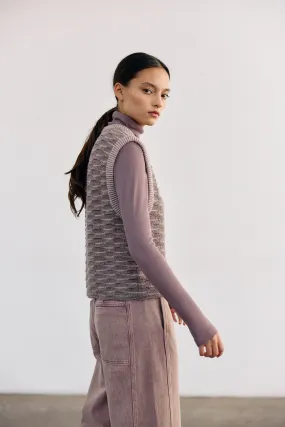 Textured Alpaca Knit Sweater Vest - Malva