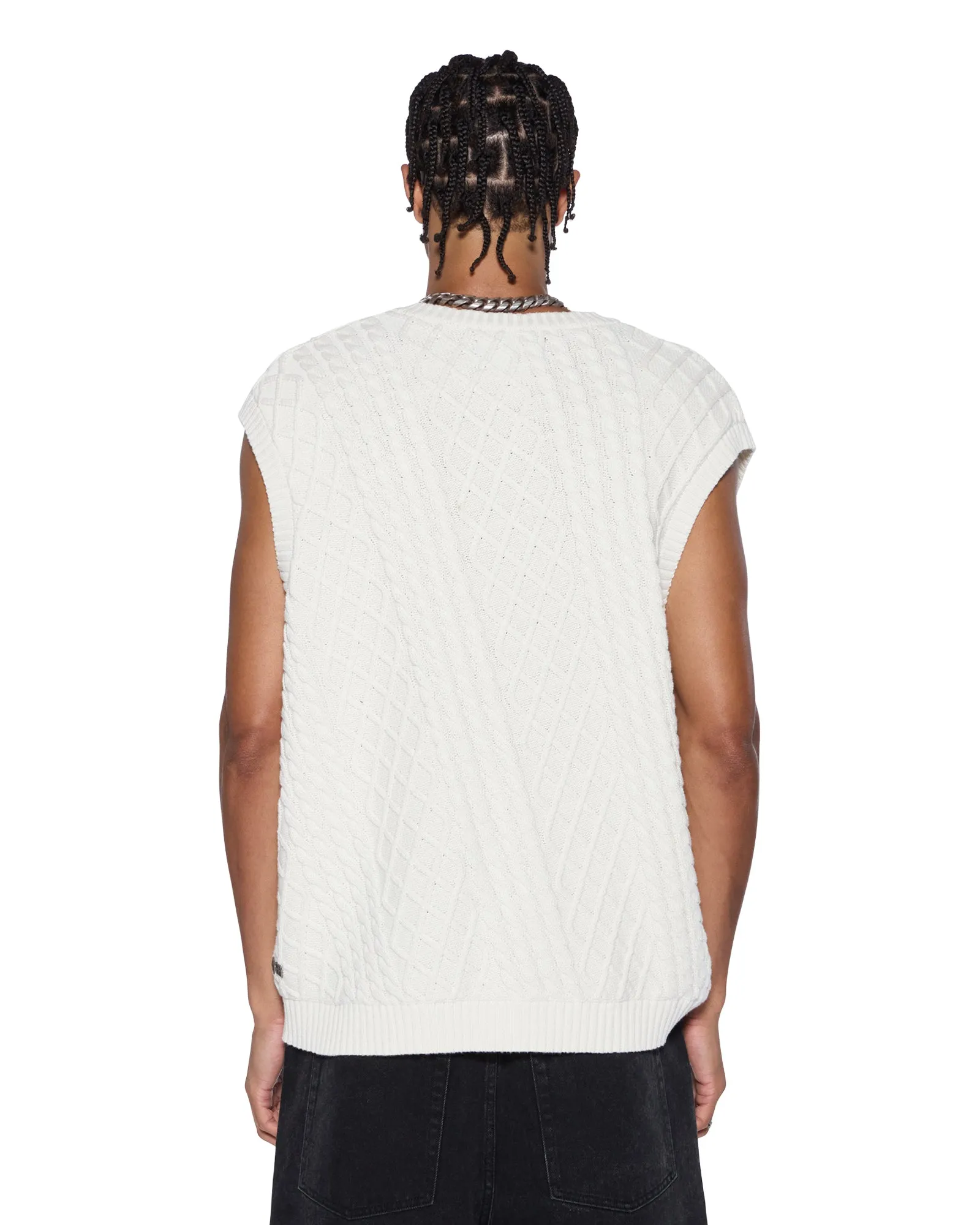 TURNCABLE KNIT VEST VINTAGE WHITE