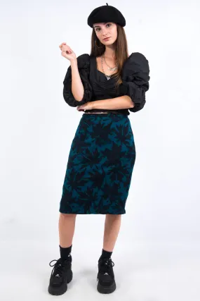 Vintage Abstract Floral Pencil Skirt
