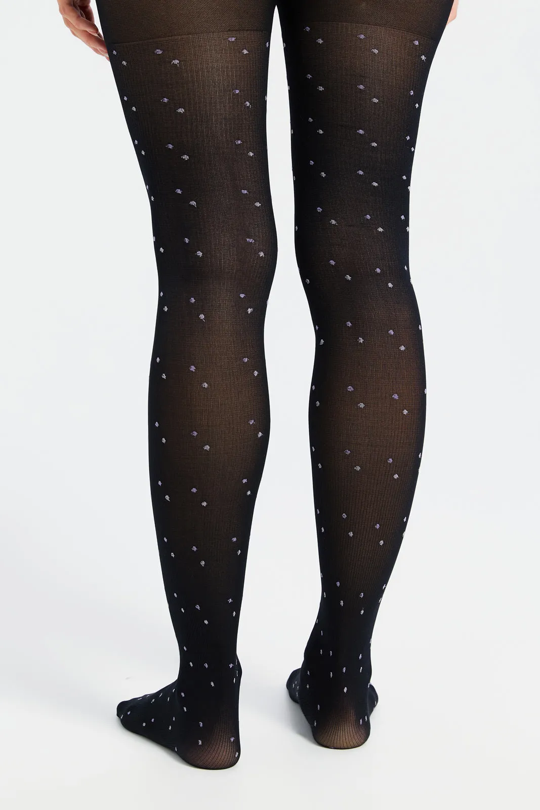 Women Black Embellished Tights