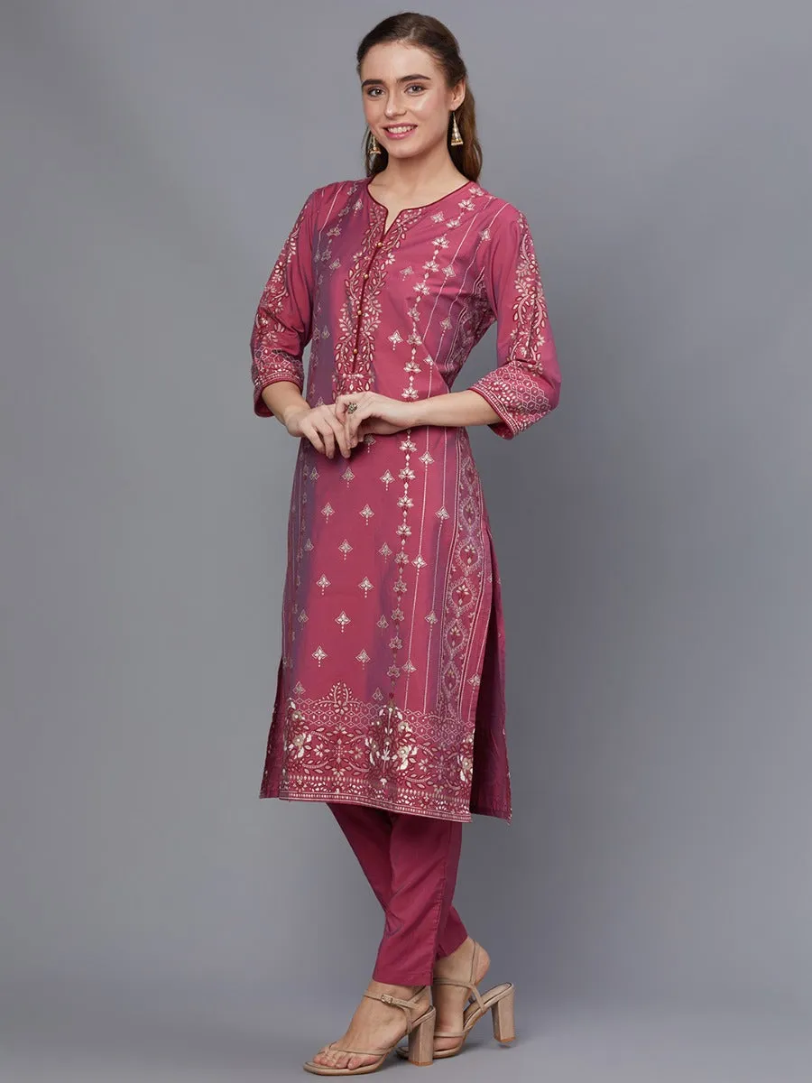 Women Pink Kurta Trouser Dupatta