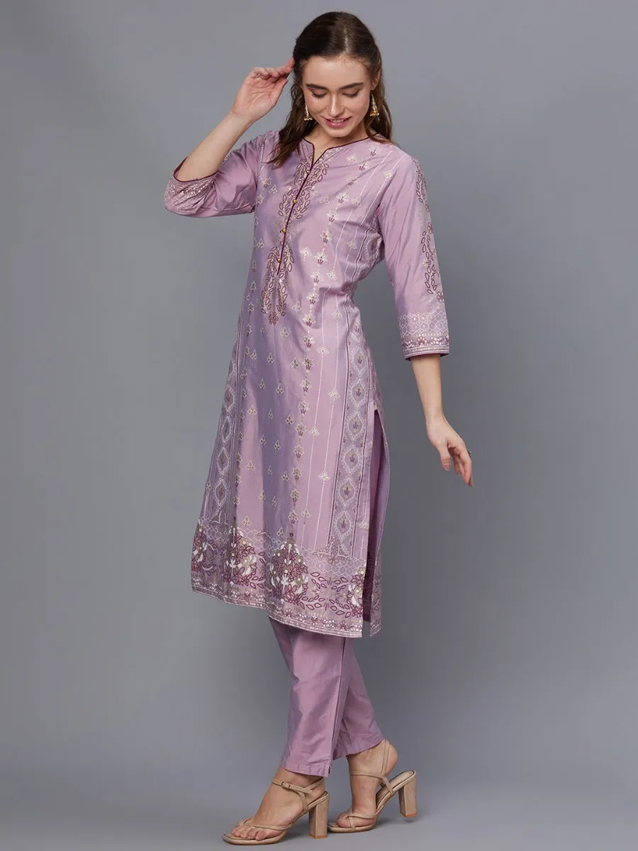 Women Purple Kurta Trouser Dupatta