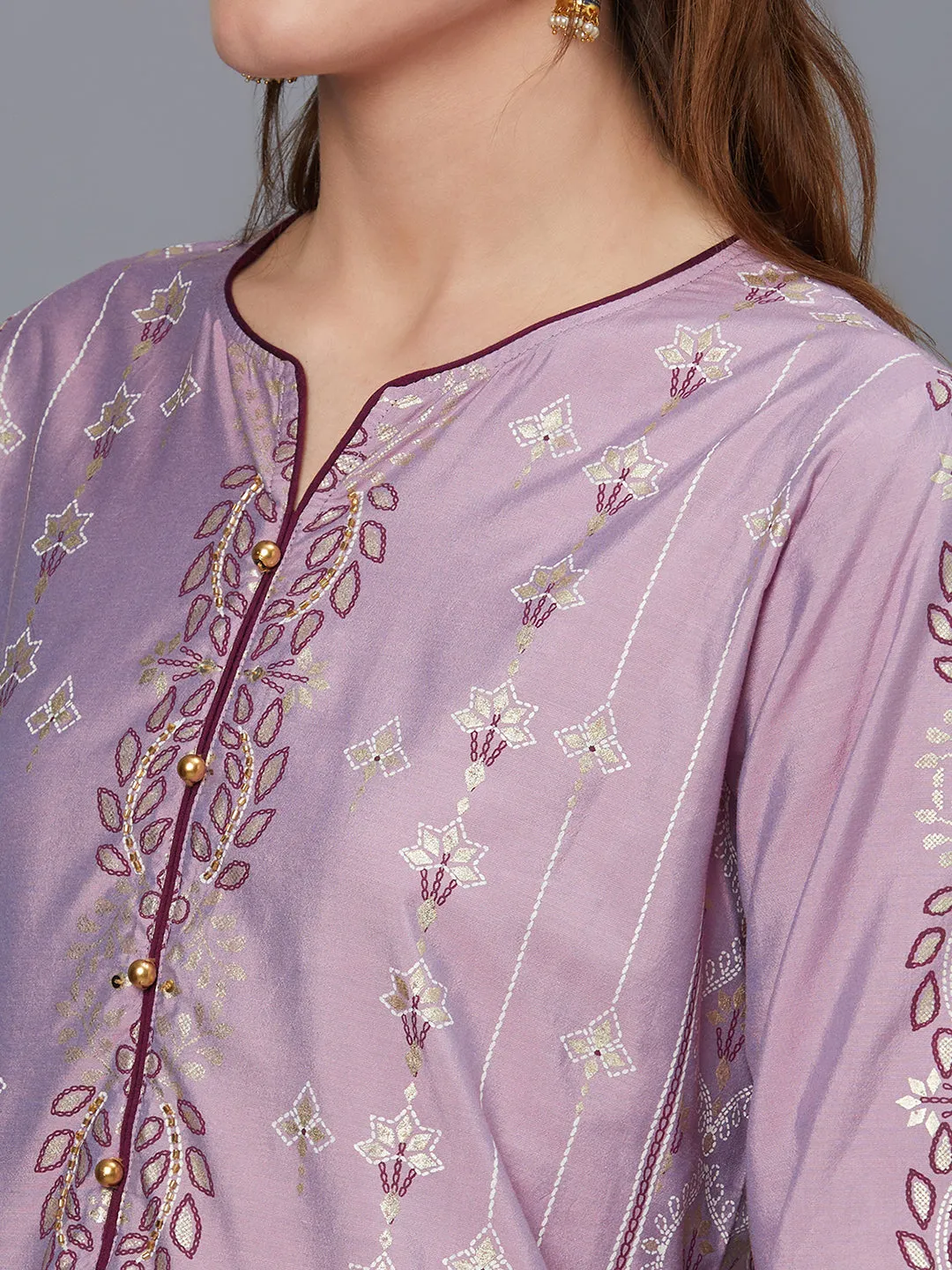 Women Purple Kurta Trouser Dupatta