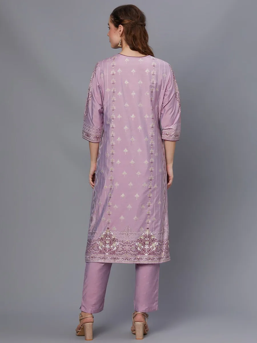 Women Purple Kurta Trouser Dupatta