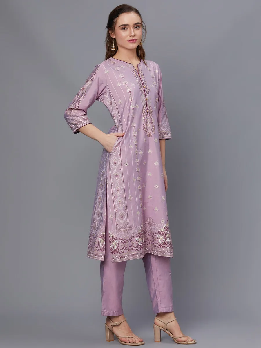 Women Purple Kurta Trouser Dupatta