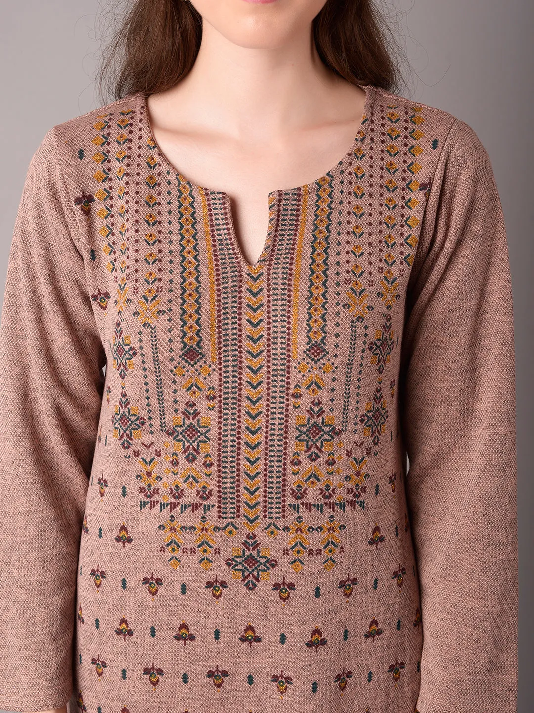 Women Purple Ornamental Print Winter Set